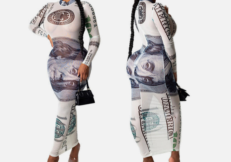 SHOW ME THE MONEY MESH MAXI DRESS