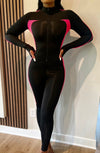 Pink and Black Patchwork One Piece