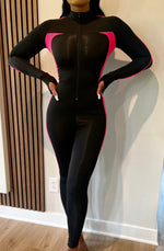 Pink and Black Patchwork One Piece