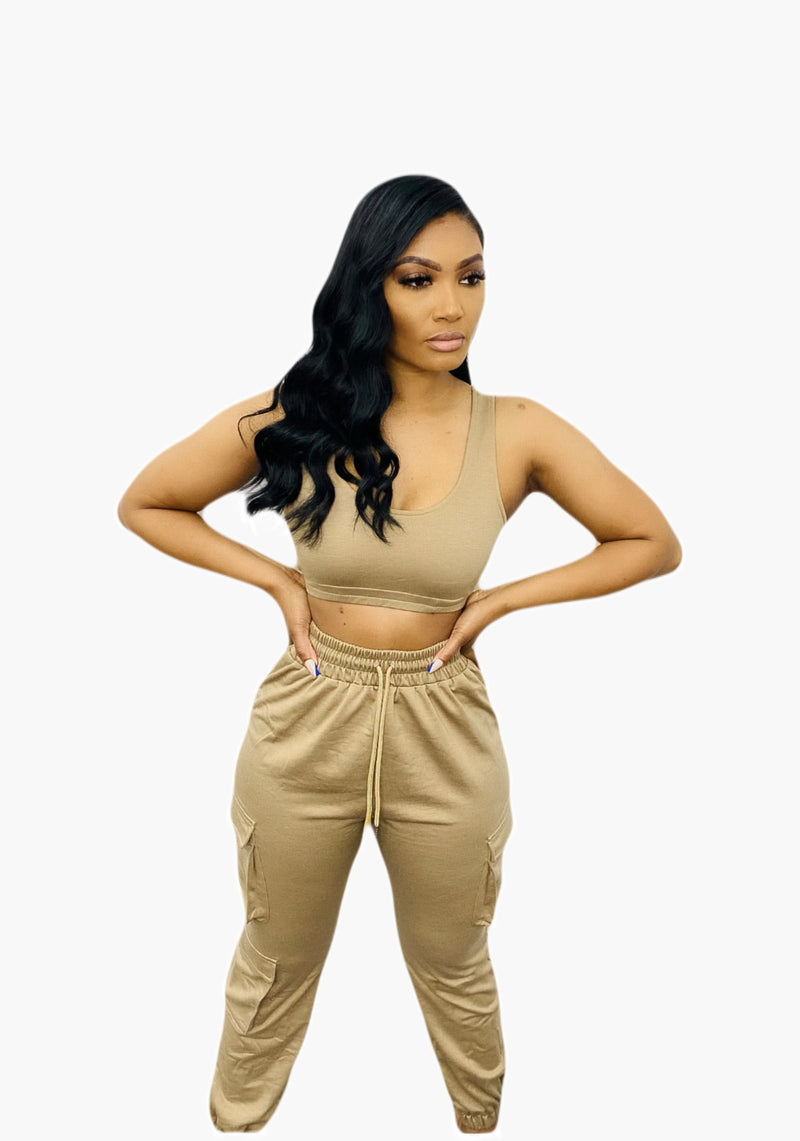 Ronisha- Crop Top Tank Pants Set