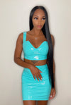 Alia - Patent Leather Two Piece Skirt Set