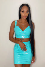 Alia - Patent Leather Two Piece Skirt Set