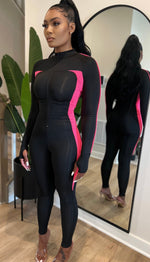 Pink and Black Patchwork One Piece