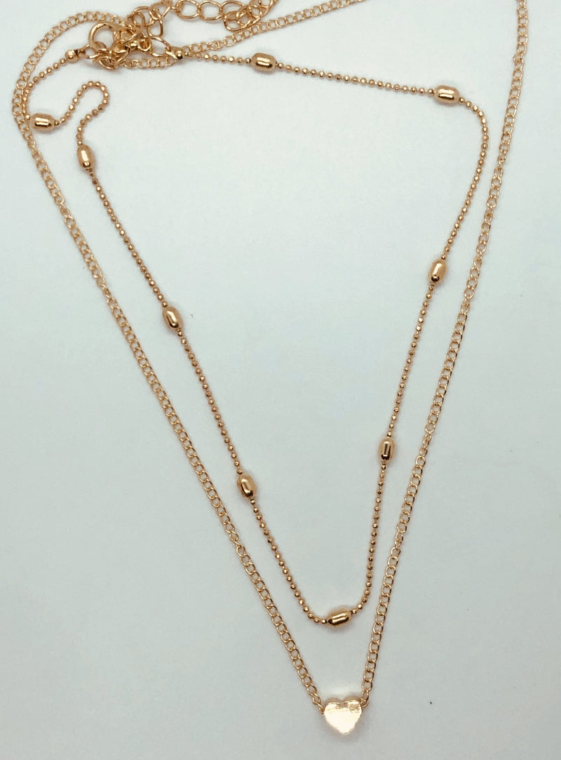 DOUBLE CHAIN HEART CHOKER