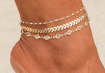 GOLD ANKLET - THREE CHAINS