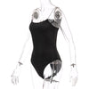 RHINESTONE STRAPPED BODYSUIT - BLACK
