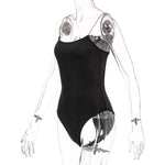 RHINESTONE STRAPPED BODYSUIT - BLACK