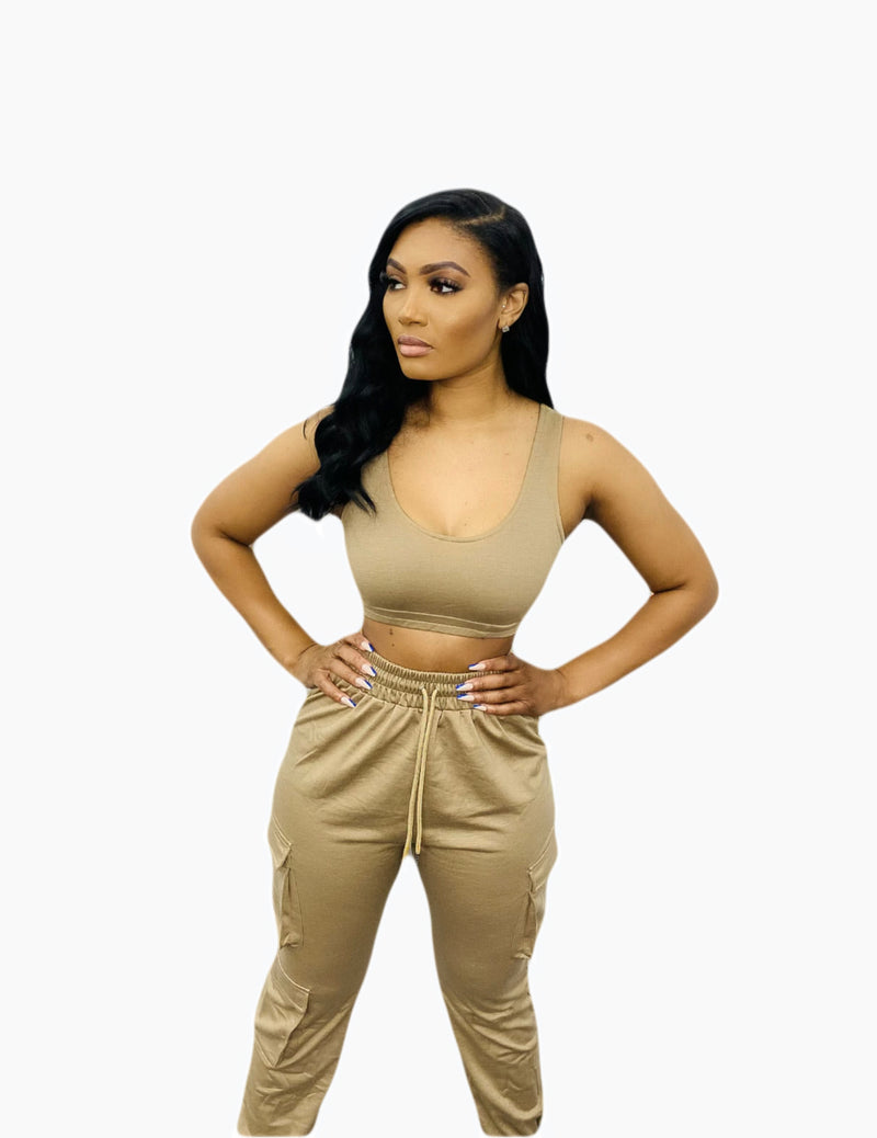 Ronisha- Crop Top Tank Pants Set