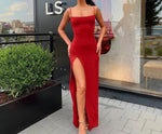 Erica - Red Long High Slit Maxi Dress