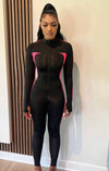 Pink and Black Patchwork One Piece