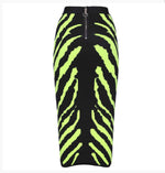 Christian Midi - Black and Green Pencil Skirt