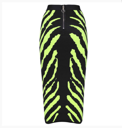 Christian Midi - Black and Green Pencil Skirt