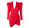 Rosie - Red Long Sleeve Puff Shoulder Dress