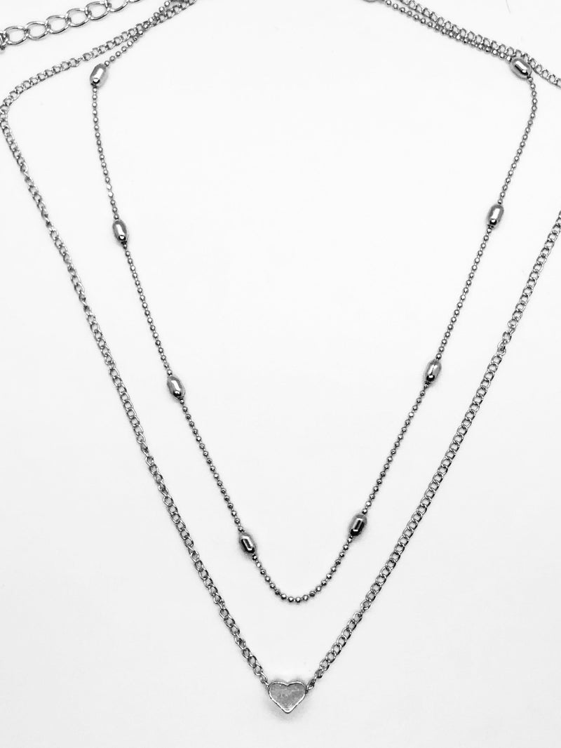 DOUBLE CHAIN HEART CHOKER