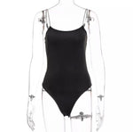 RHINESTONE STRAPPED BODYSUIT - BLACK